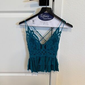 Teal Lace Ruffle Women’s Free Peope Top